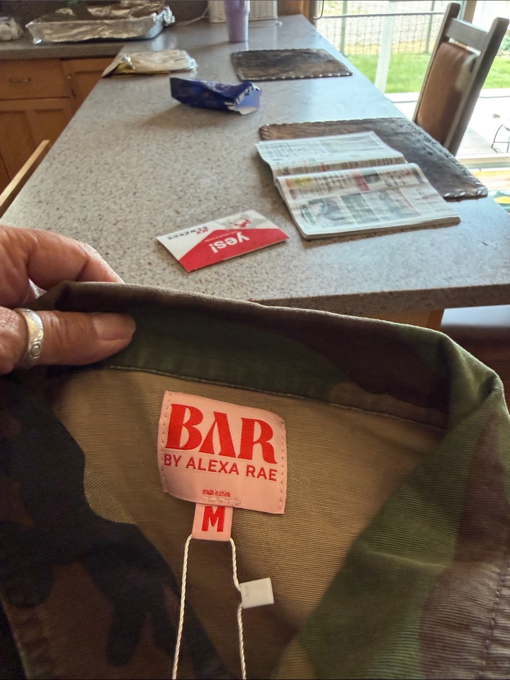 Camo Jacket with Multicolor Sequin Floral Back - Picture 3 of 4